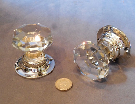 Pair of Cut Glass Door Handles — Glass, 1920's