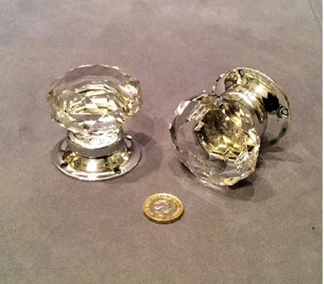 Pair of Cut Glass Door Handles — Glass, 1920's