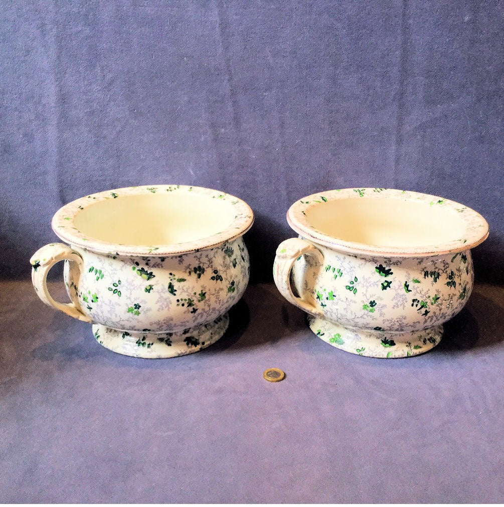 Pair of Decorated Chamberpots — Ceramic, late 19th century
