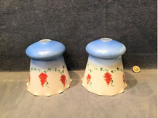 Pair of Decorated Glass Shades — Glass, 1930's