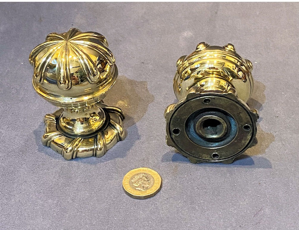 Pair of Decorative Brass Door Handles — view 2