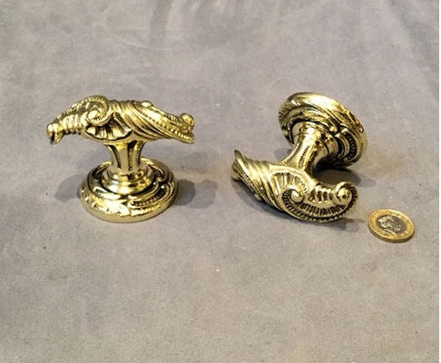 Pair of Decorative Brass Door Handles — Brass, late 19th century