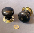 Pair of Ebony & Brass Door Handles — Brass, late 19th century