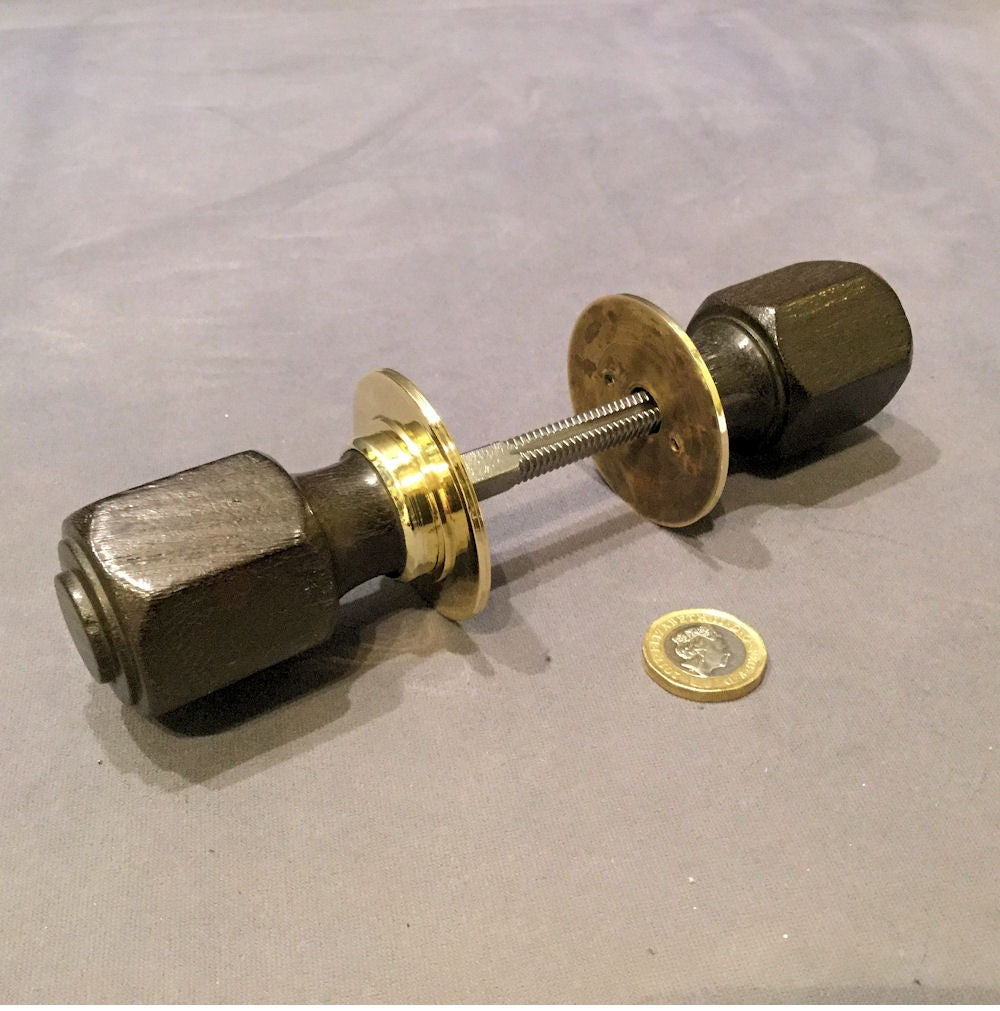 Pair of Ebony and Brass Door Handles — Brass, circa 1900