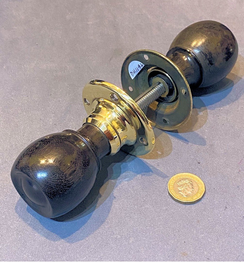Pair of Ebony Door Handles — Brass, circa 1900