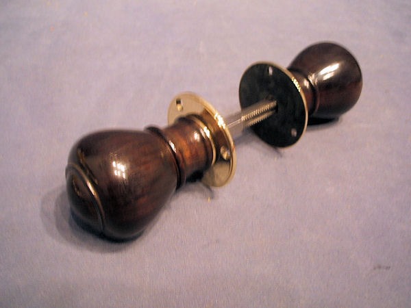 Pair of Ebony Door Handles — Brass, circa 1900