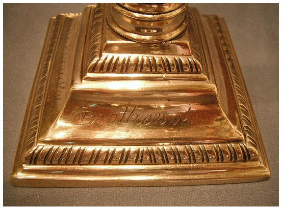 Pair of Engraved Brass Candlesticks — view 4