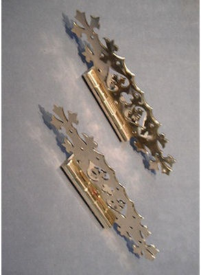 Pair of Fancy Brass Door Hinges — view 2