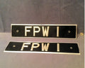 Pair of FPW I Motor Vehicle Number Plates — Aluminium, 1950's