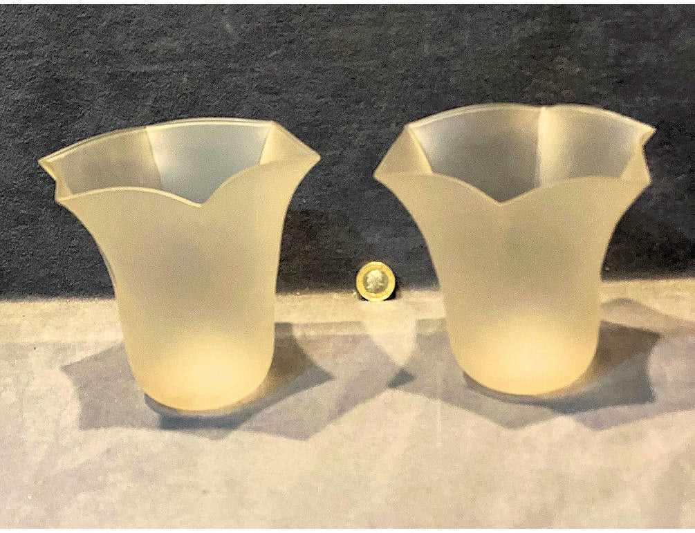 Pair of Frosted Glass Lamp Shades — view 2
