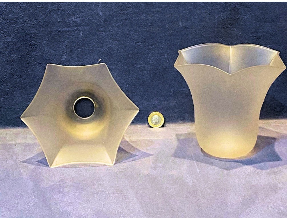 Pair of Frosted Glass Lamp Shades — view 3
