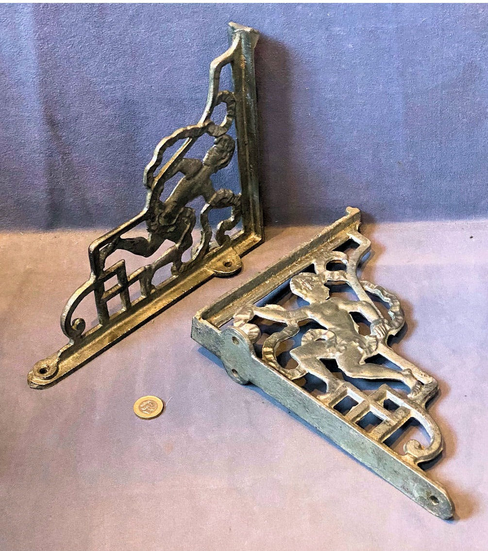 Pair of Galvanised Cast Iron Shelf Brackets — view 2