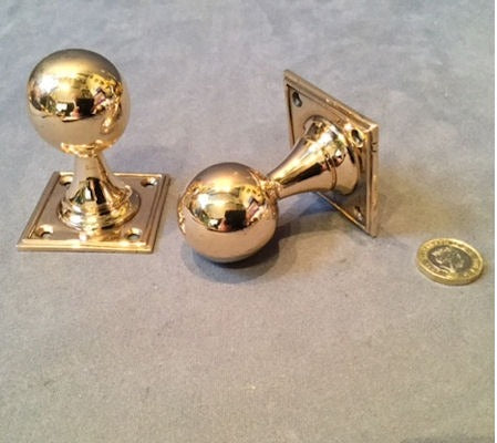 Pair of Gibbons Brass Door Handles — Brass, circa 1990