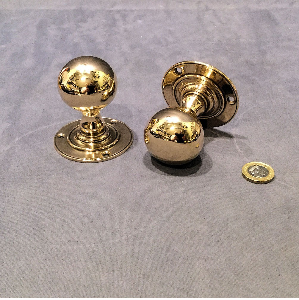 Pair of Gibbons Brass Door Handles — Brass, late 19th century
