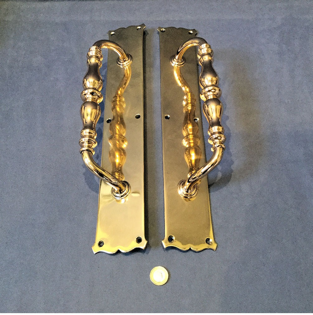 Pair of Gibbons Brass Door Pulls — Brass, late 19th century
