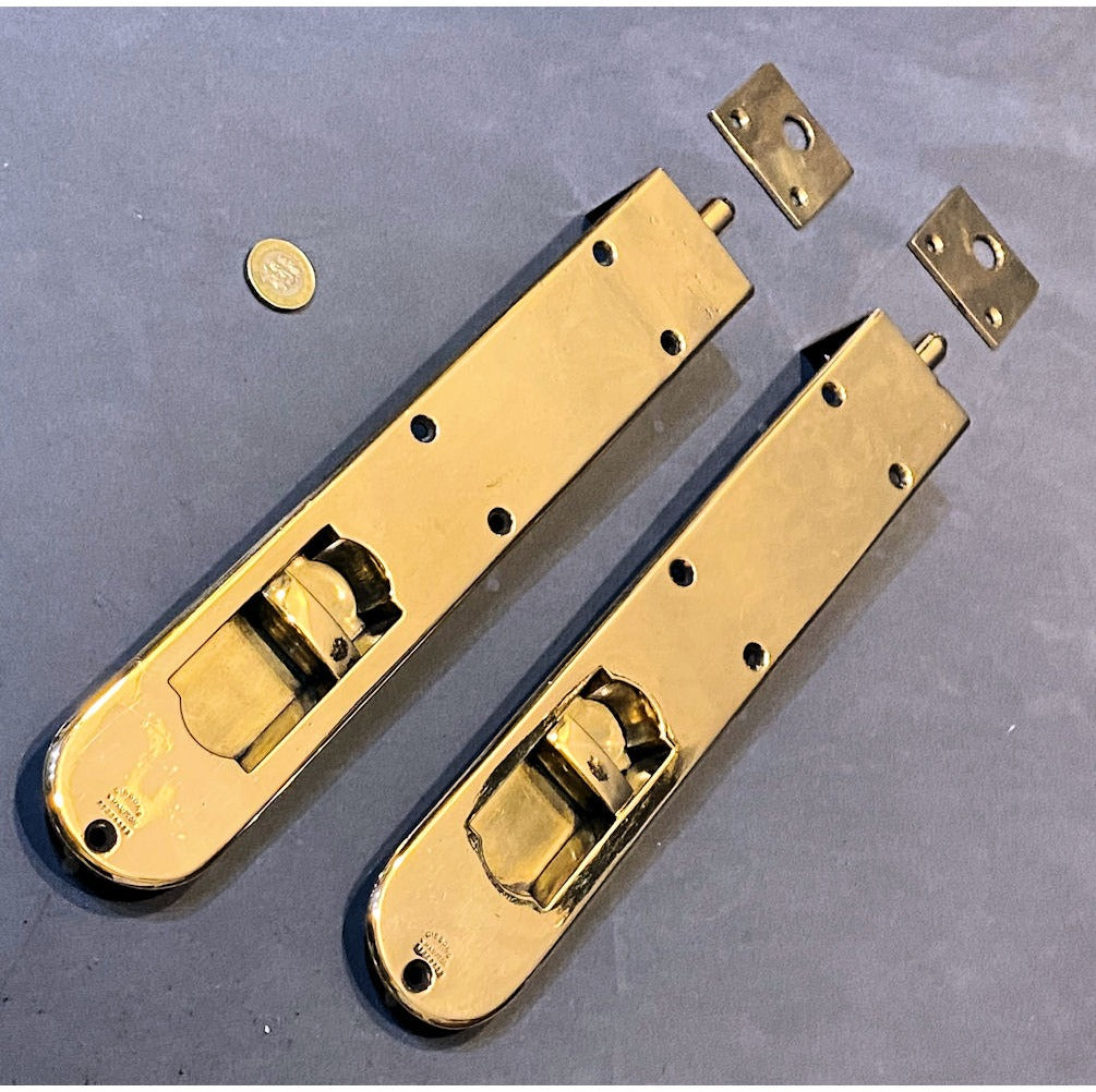 Pair of Gibbons Huge 12" Recessed Brass Door Bolts — view 4