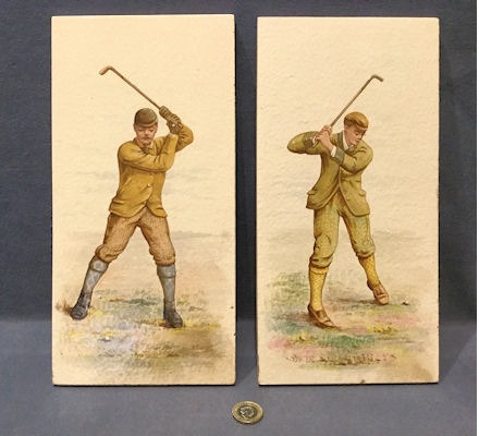 Pair of Golfers Ceramic Tiles — Ceramic, late 19th century