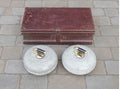 Pair of Granite Curling Stones in Crate — Brass, late 19th century