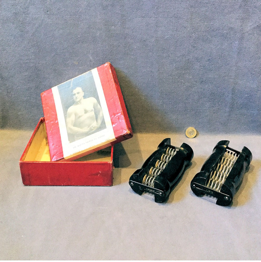 Pair of Hand Exercisers in Box — Wood