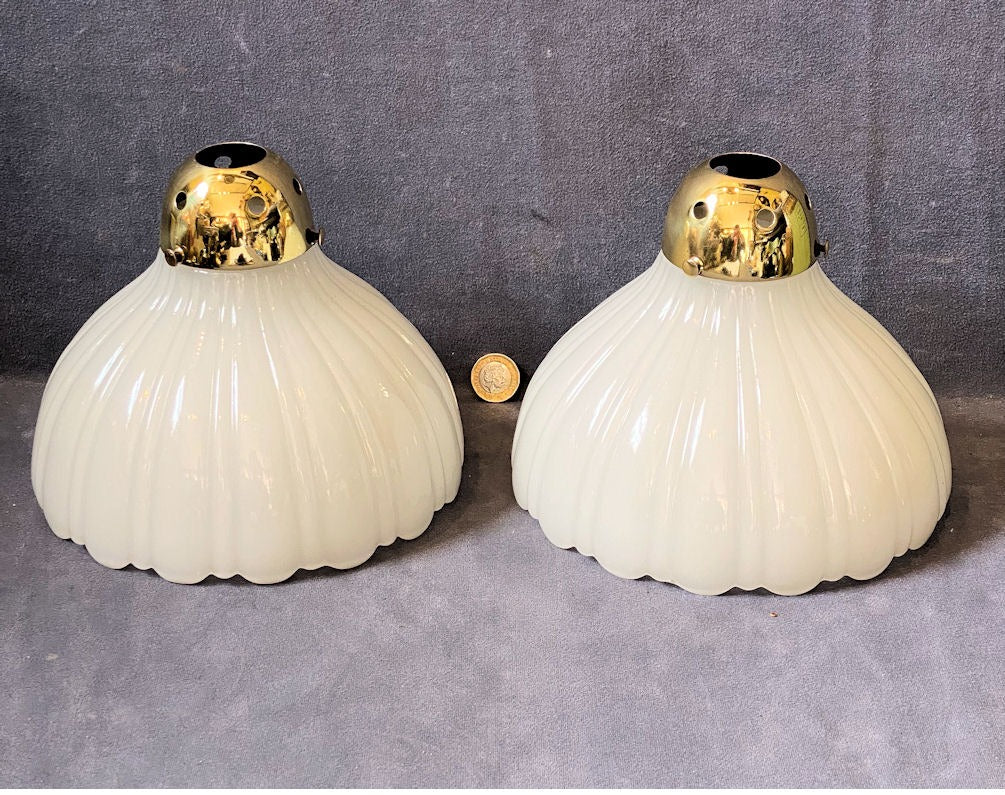 Pair of Jefferson Electric Light Shades — Brass, 1920's