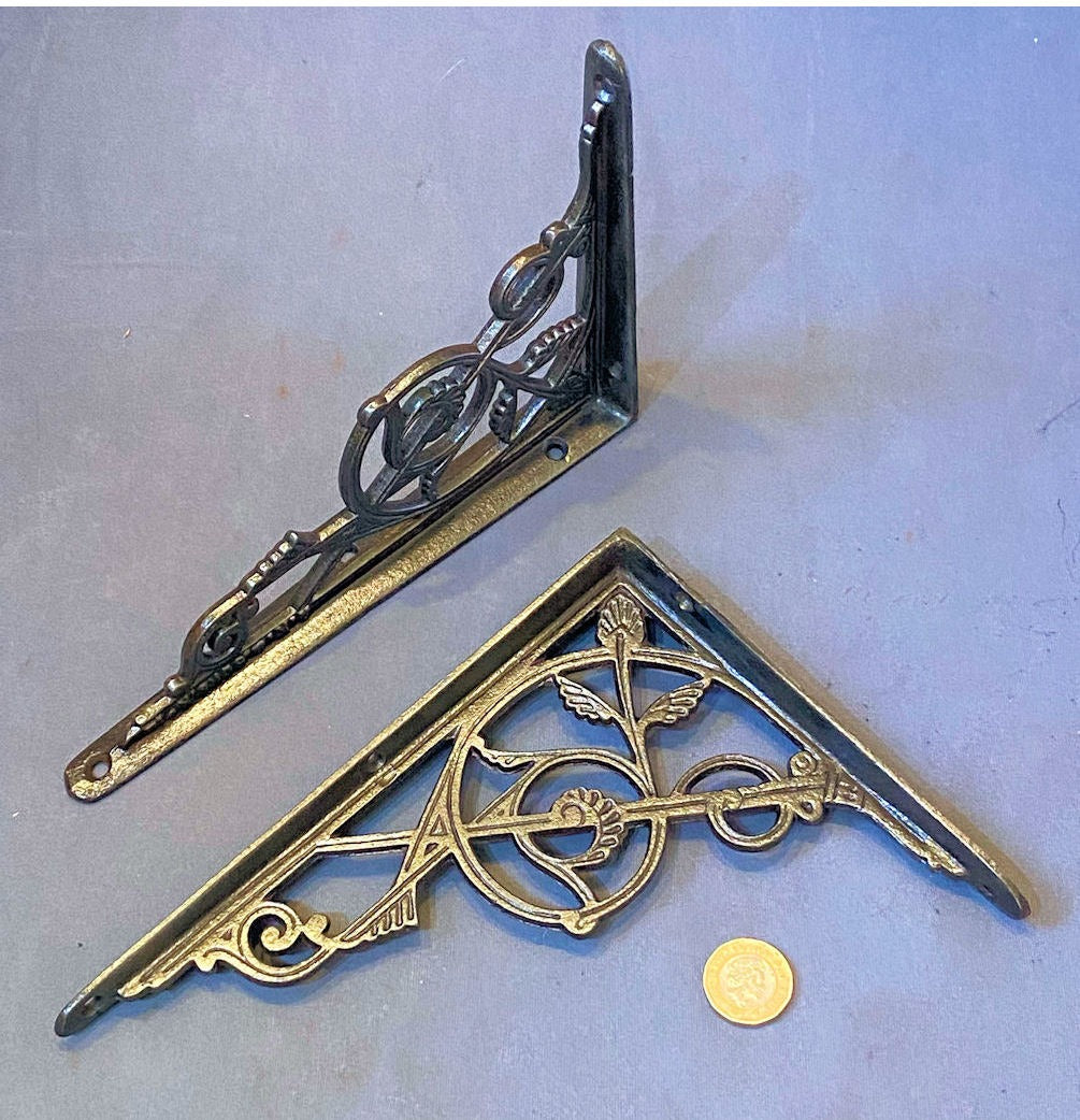 Pair of Kenrick Cast Iron Shelf Brackets — view 2