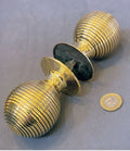 Pair of Large Ribbed Brass Door Handles — Brass, late 19th century