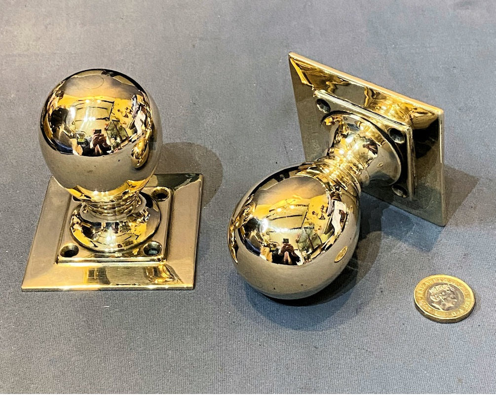 Pair of Larger Brass Door Handles — Brass, late 19th century