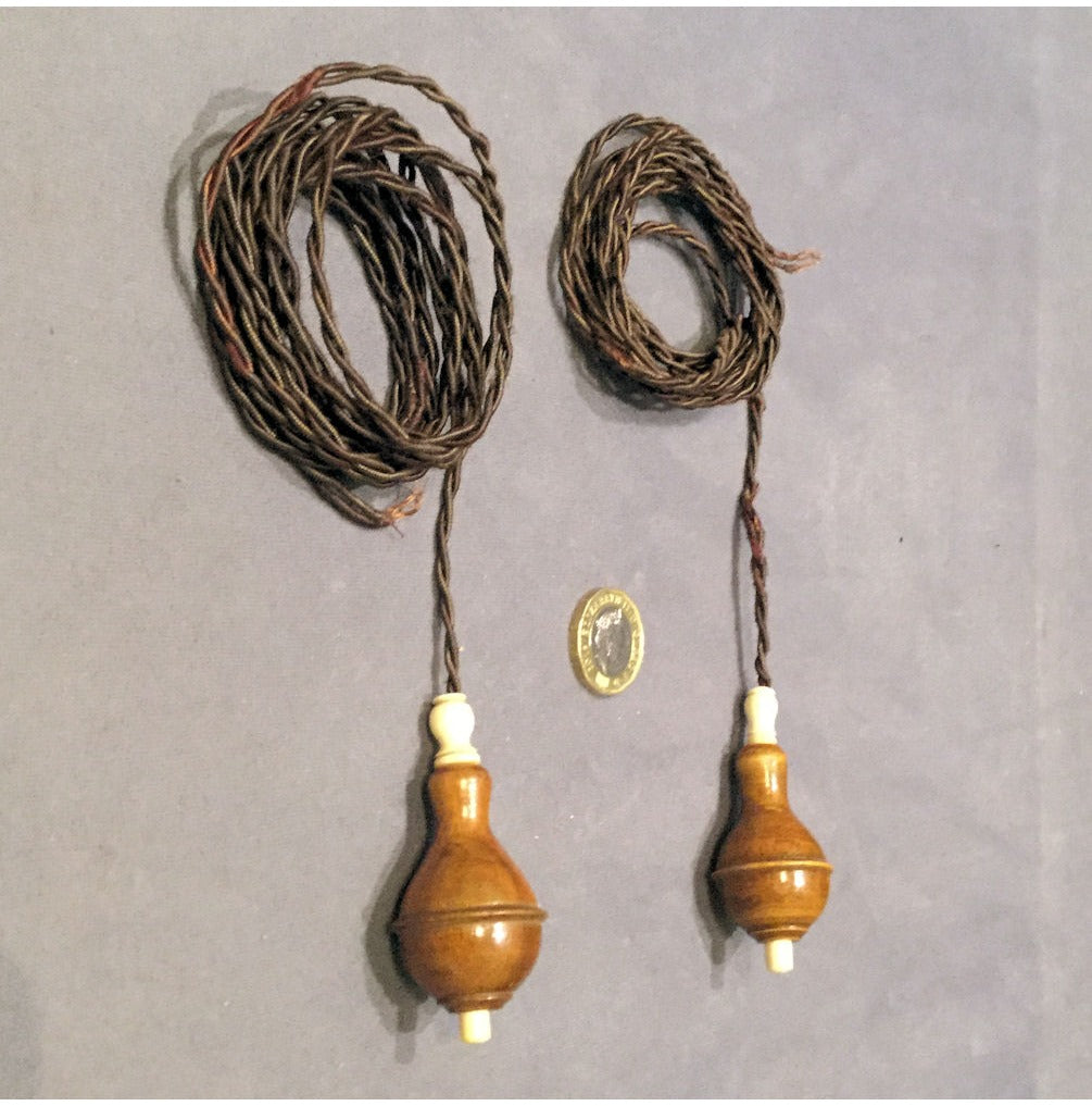 Pair of Limewood Pendant Electric Bell Pushes — view 2
