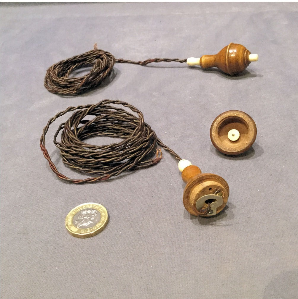 Pair of Limewood Pendant Electric Bell Pushes — view 3