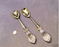 Pair of Nickel and Glass Salad Servers — Nickel, 1930's