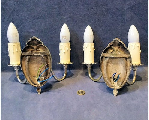 Pair of Nickel Electric Wall Lights — view 2