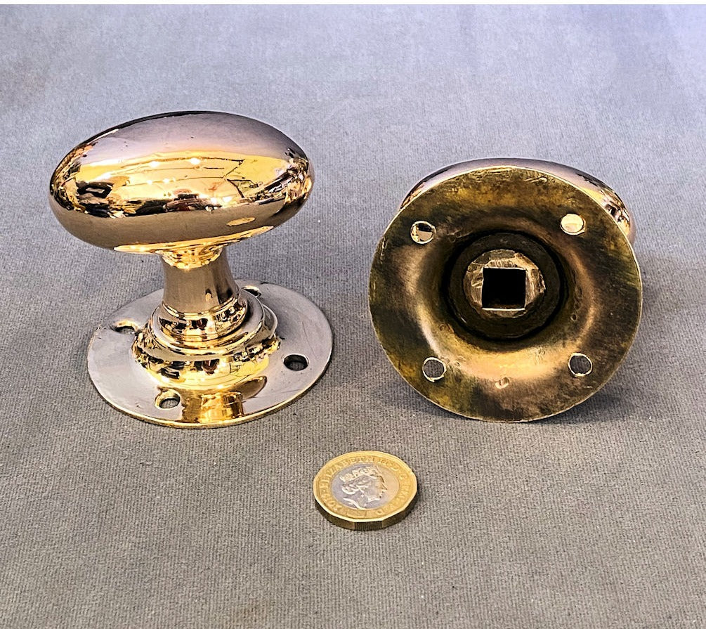 Pair of Oval Brass Door Handles — view 2
