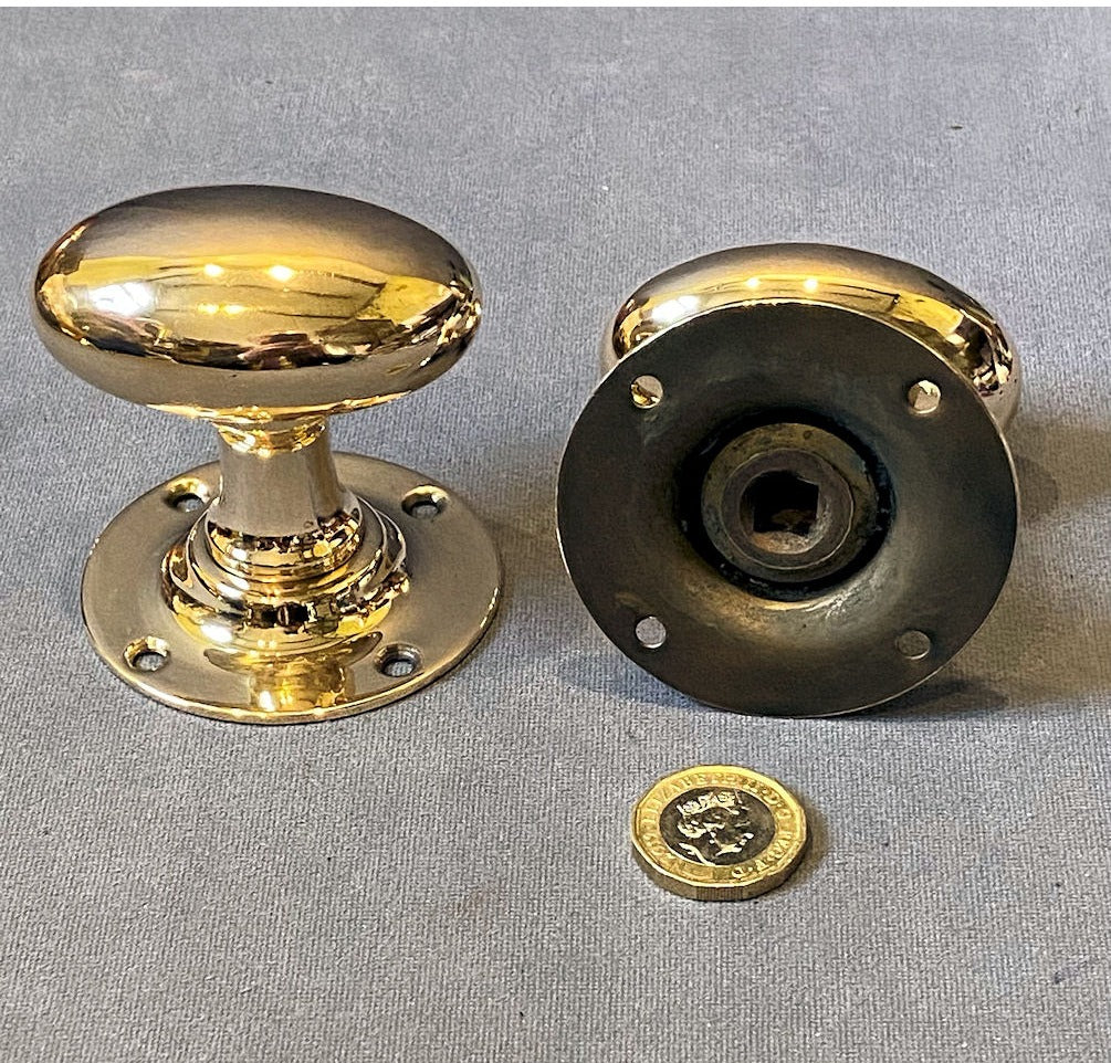 Pair of Oval Brass Door Handles — view 2