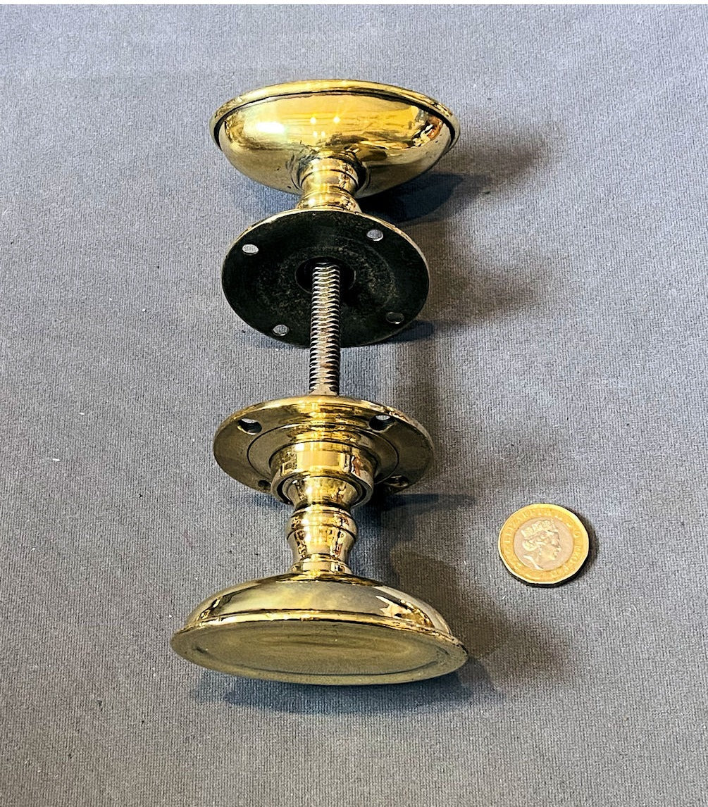 Pair of Oval Brass Door Handles — view 2