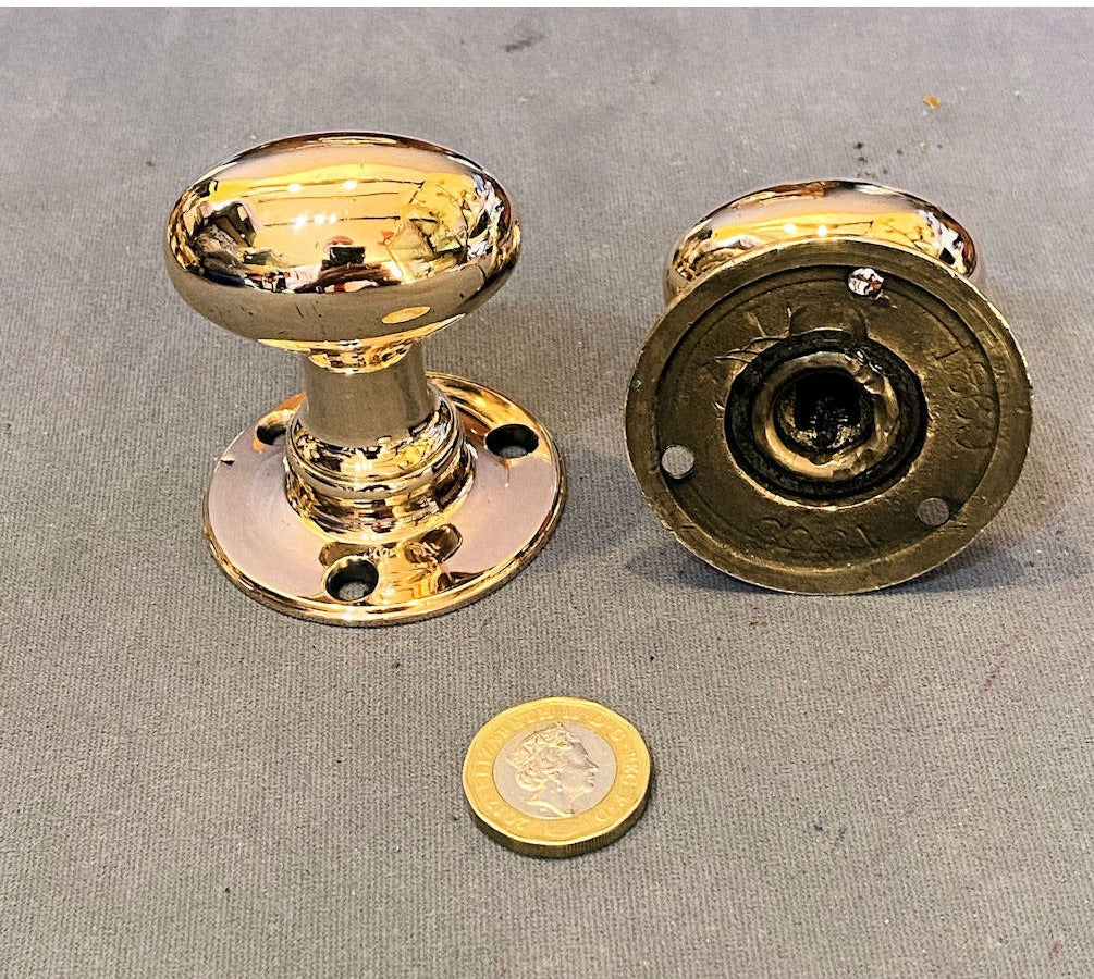 Pair of Oval Brass Door Handles — view 2