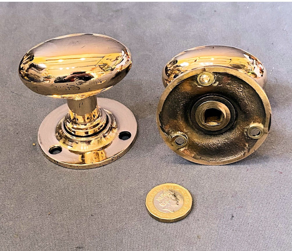 Pair of Oval Brass Door Handles — view 2