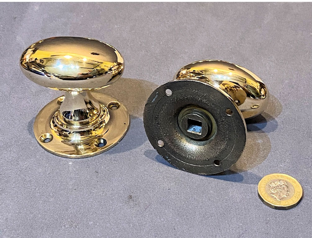 Pair of Oval Brass Door Handles — view 2