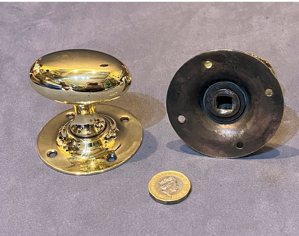 Pair of Oval Brass Door Handles — view 2