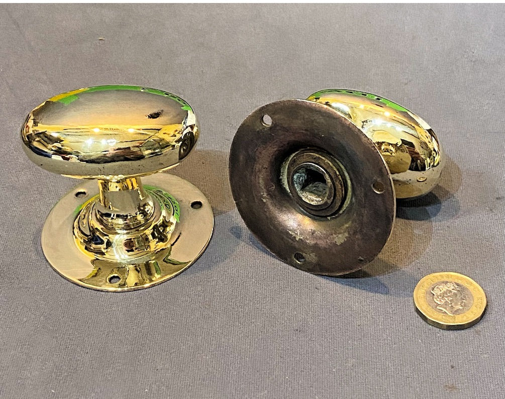 Pair of Oval Brass Door Handles — view 2