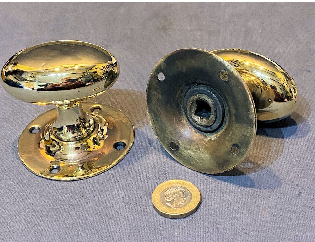 Pair of Oval Brass Door Handles — view 2