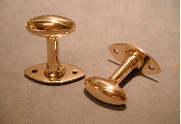 Pair of Oval Brass Door Handles — Brass, 1920's