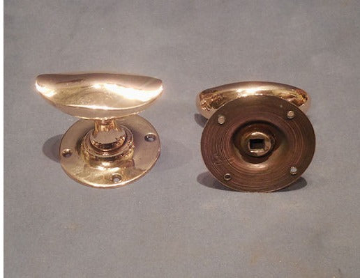Pair of Oval Brass Door Handles — view 2