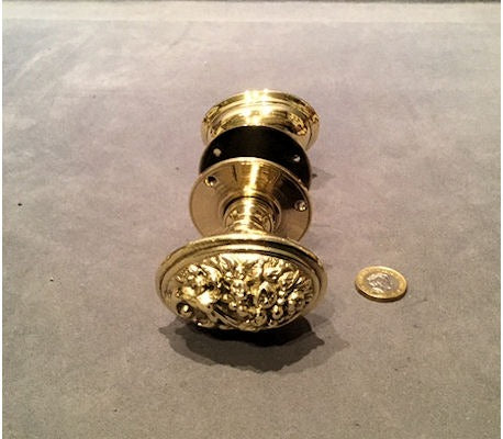 Pair of Oval Brass Door Handles — view 2