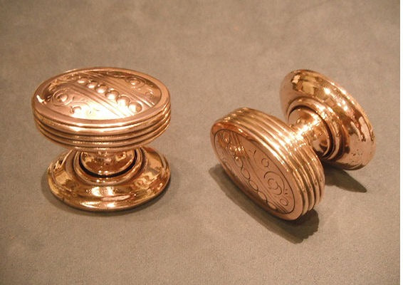 Pair of Oval Copper Door Handles — Copper, late 19th century