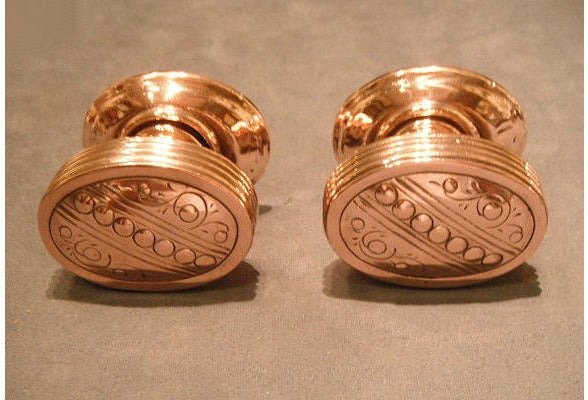 Pair of Oval Copper Door Handles — view 2