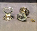 Pair of Oval Cut Glass Door Handles, 2 pairs available — Glass, 1920's
