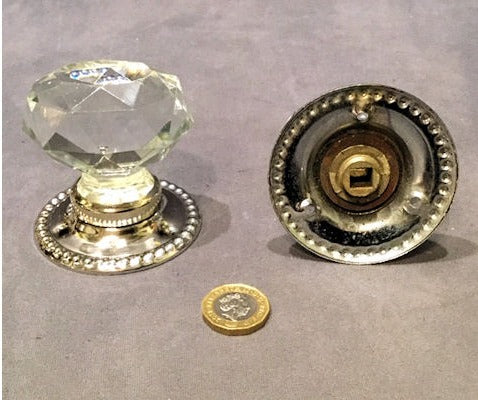 Pair of Oval Cut Glass Door Handles — view 2