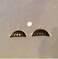 Pair of Oxidised Ribbed Drawer Pulls, 4 pairs available — Steel, circa 1900