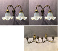 Pair of Oxidised Twin Branch Electric Wall Lights — Brass, 1920's