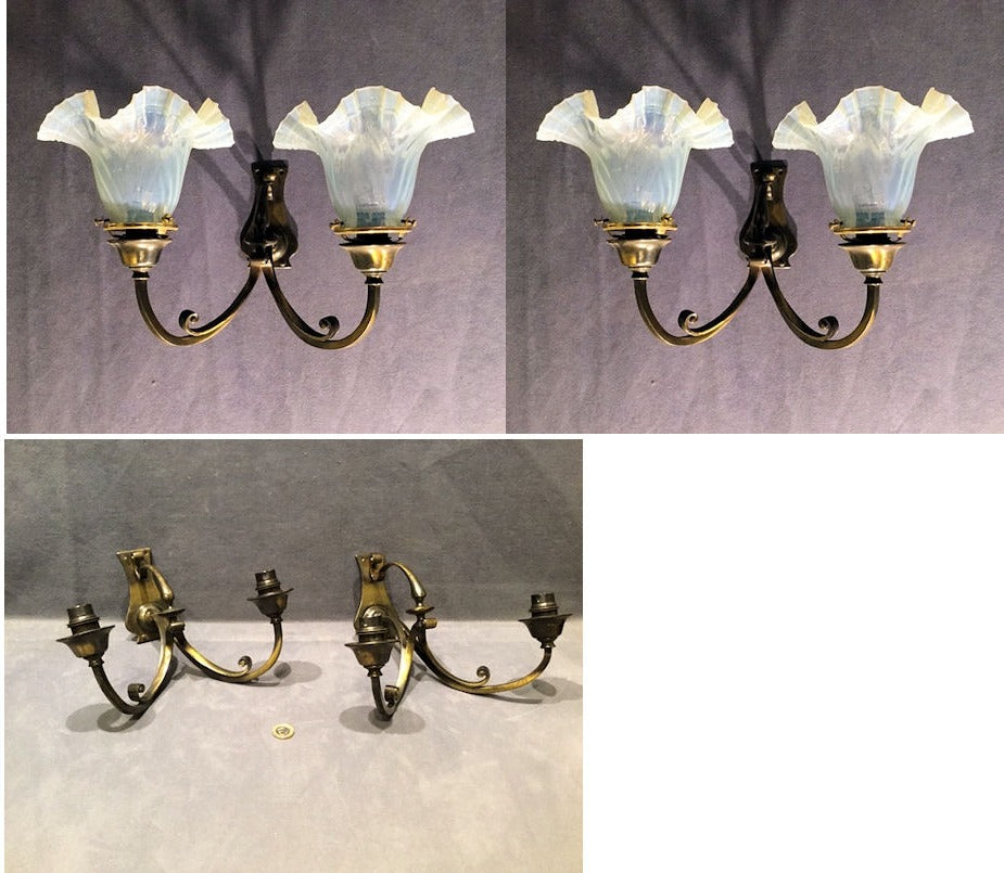 Pair of Oxidised Twin Branch Electric Wall Lights — view 2
